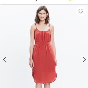 NWT 100% silk Madewell dress. Tie shoulder straps. Size 12